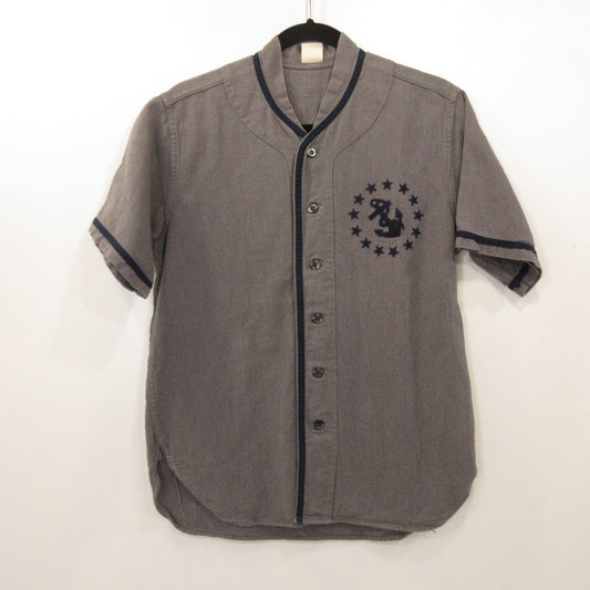 【中古】The REAL McCOY'S | ザリアルマッコイズ USN ANCHOR 米海軍 ベースボールシャツ 半袖シャツ MJ17013 グレー サイズ：M