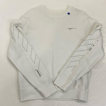 【中古】OFF-WHITE | オフホワイト DIAG UNFINISHED SLIM CREWNECK スウェット OMBA025E19E30003 2020S/S 並行品 ホワイト サイズ：S