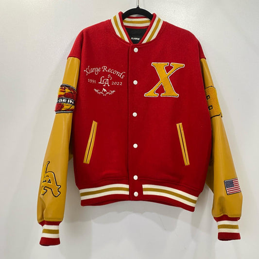 【中古】XLARGE | エクストララージ OG LOGO VARSITY JACKET スタジャン 101224021007 レッド サイズ：M
