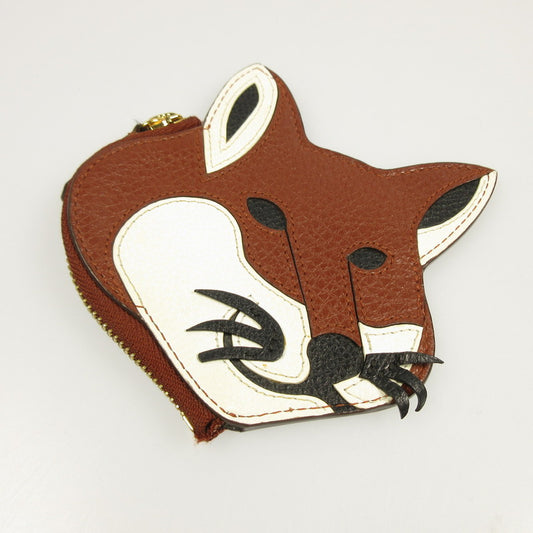 【中古】MAISON KITSUNE | メゾンキツネ LEATHER FOX HEAD COIN PURSE コインケース KUZ-88750 ブラウン