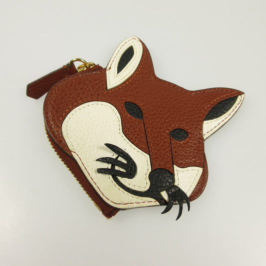 【中古】MAISON KITSUNE | メゾンキツネ LEATHER FOX HEAD COIN PURSE コインケース KUZ-8815-A ブラウン