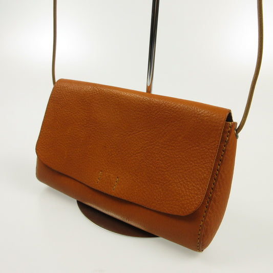 【中古】 栃木レザー 本革手縫いのBODYBAG ショルダーバッグ ブラウン