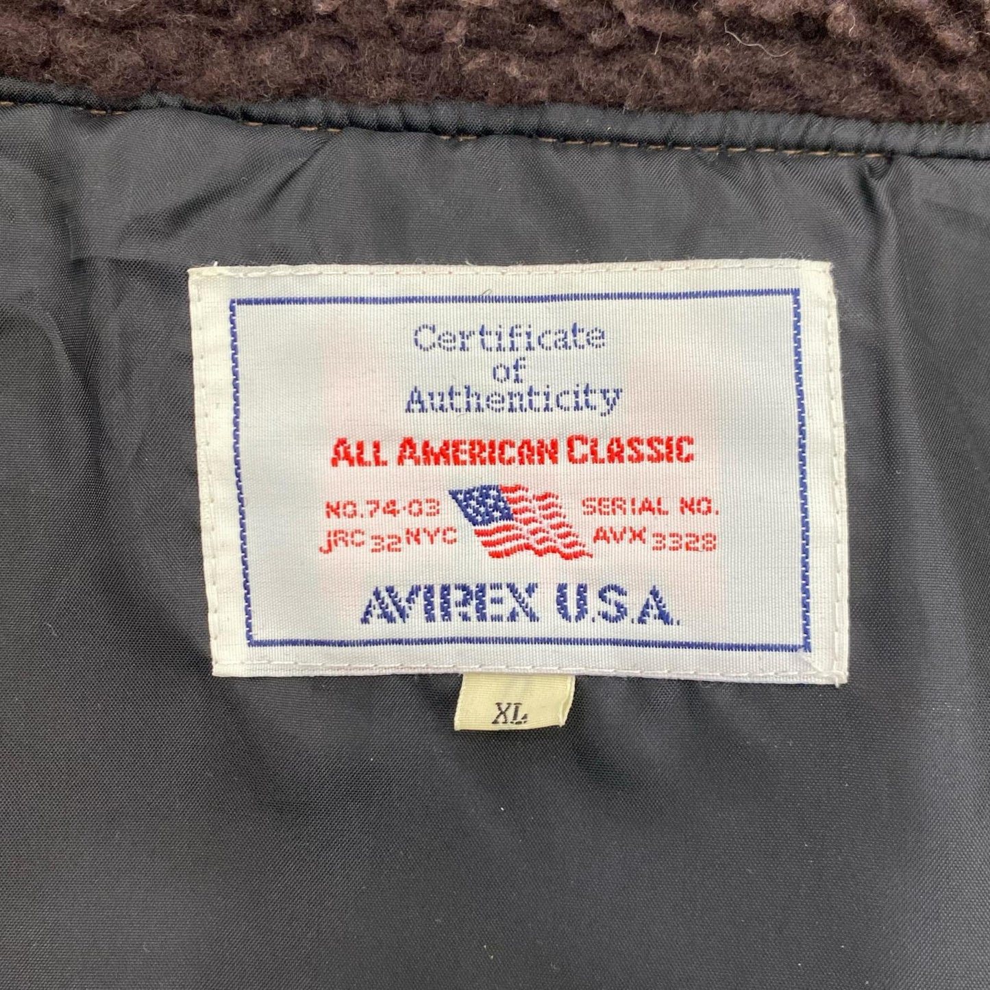 【中古】AVIREX | アヴィレックス B-3 ミリタリーコート 6152232 ブラウン サイズ：XL