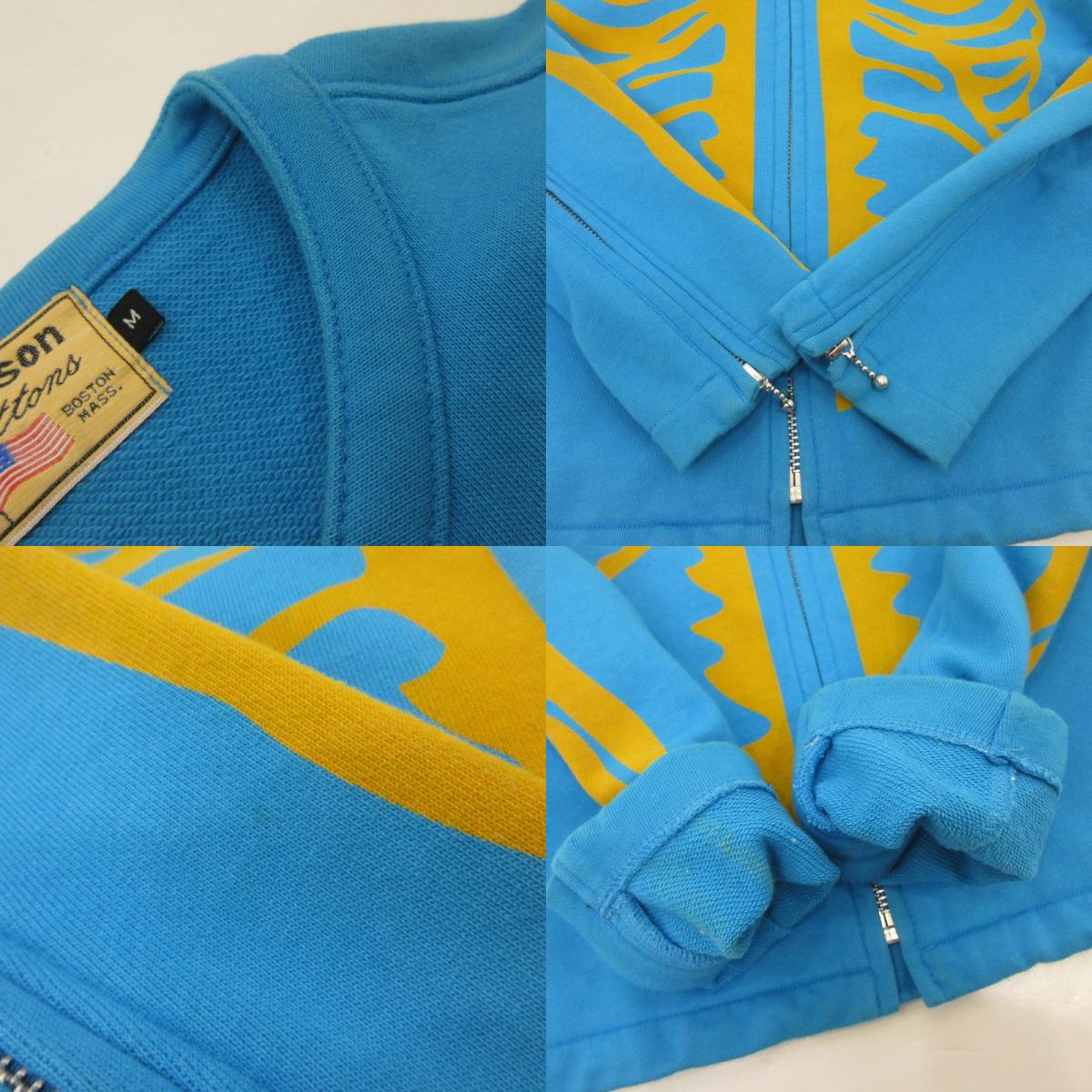 【中古】VANSON | バンソン ボーンプリント ライダースジャケット ブルー サイズ：M