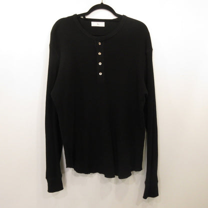 4B HENLEY NECK WAFFLE LS Long Sleeve T-Shirt UM-CSLS02N-251 Black Size: 2