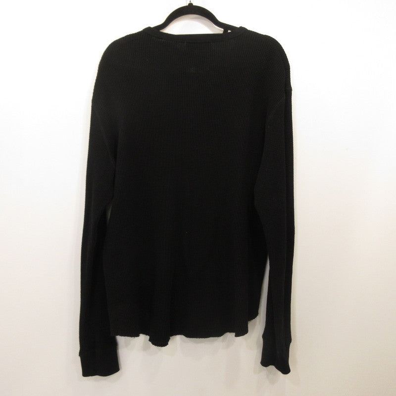 4B HENLEY NECK WAFFLE LS Long Sleeve T-Shirt UM-CSLS02N-251 Black Size: 2