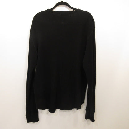 4B HENLEY NECK WAFFLE LS Long Sleeve T-Shirt UM-CSLS02N-251 Black Size: 2
