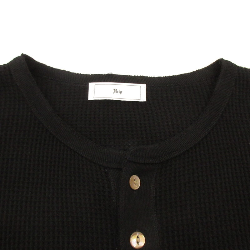 4B HENLEY NECK WAFFLE LS Long Sleeve T-Shirt UM-CSLS02N-251 Black Size: 2