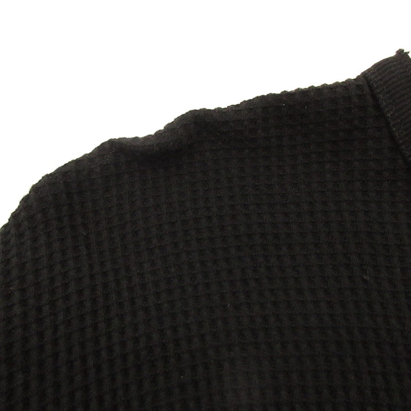4B HENLEY NECK WAFFLE LS Long Sleeve T-Shirt UM-CSLS02N-251 Black Size: 2