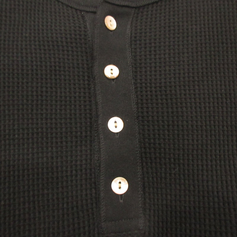 4B HENLEY NECK WAFFLE LS Long Sleeve T-Shirt UM-CSLS02N-251 Black Size: 2