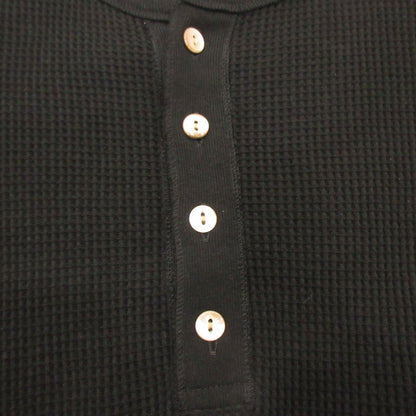 4B HENLEY NECK WAFFLE LS Long Sleeve T-Shirt UM-CSLS02N-251 Black Size: 2