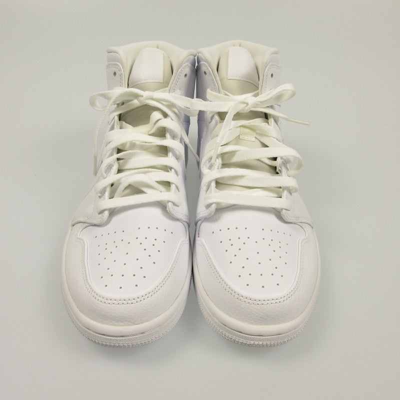 【中古】NIKE | ナイキ AIR JORDAN 1 MID TRIPLE WHITE スニーカー 554724-126 ホワイト 28cm