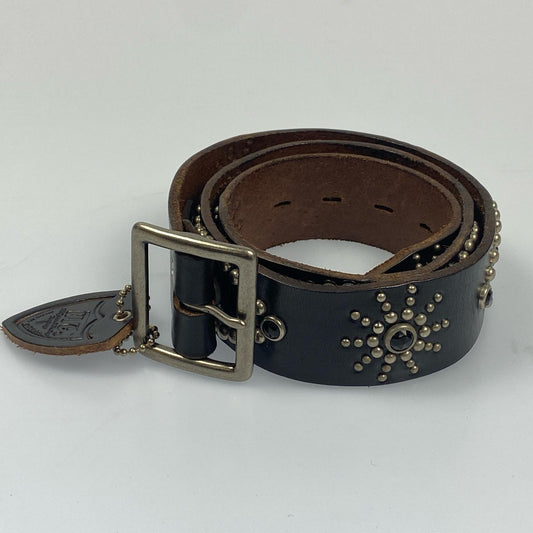 【中古】HTC | エイチティーシー Leather Studs Belt Overlay Peanuts Snake ベルト ｻｲｽﾞ:W:36 ブラック