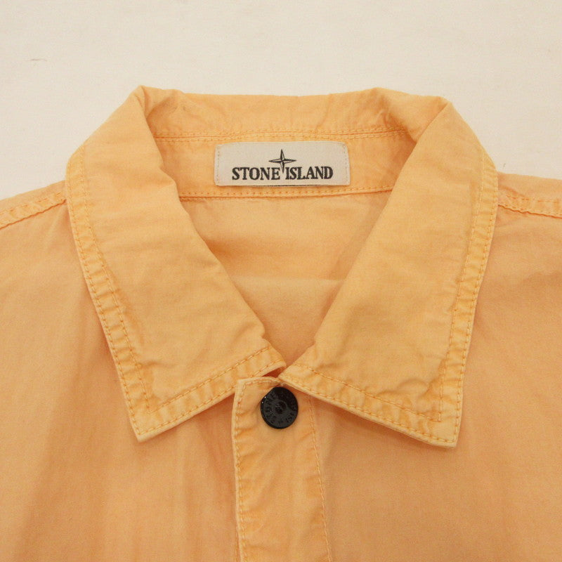STONE ISLAND | ストーンアイランド Cotton Canvas Shirt 半袖シャツ K1S151200029 国内正規品/ブラッシュ加工 オレンジ サイズ：XL【姫路東店】