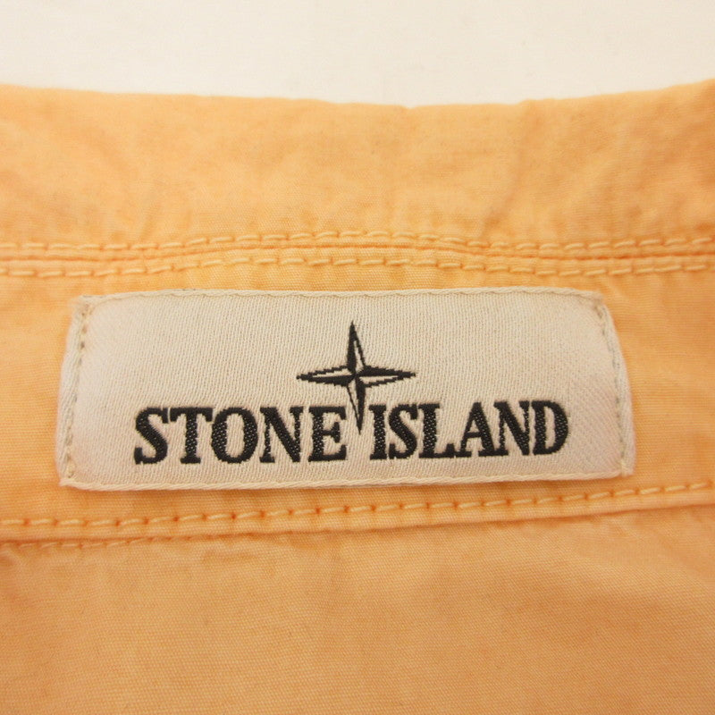 STONE ISLAND | ストーンアイランド Cotton Canvas Shirt 半袖シャツ K1S151200029 国内正規品/ブラッシュ加工 オレンジ サイズ：XL【姫路東店】