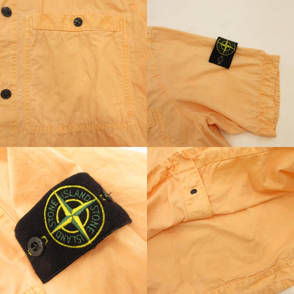 STONE ISLAND | ストーンアイランド Cotton Canvas Shirt 半袖シャツ K1S151200029 国内正規品/ブラッシュ加工 オレンジ サイズ：XL【姫路東店】