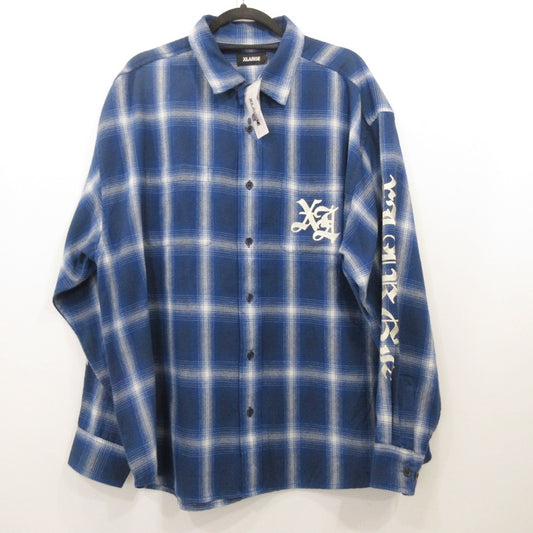 X-LARGE | エクストララージ OLD ENGLISH L/S FLANNEL SHIRT 長袖シャツ 101233014004 ブルー サイズ：XL