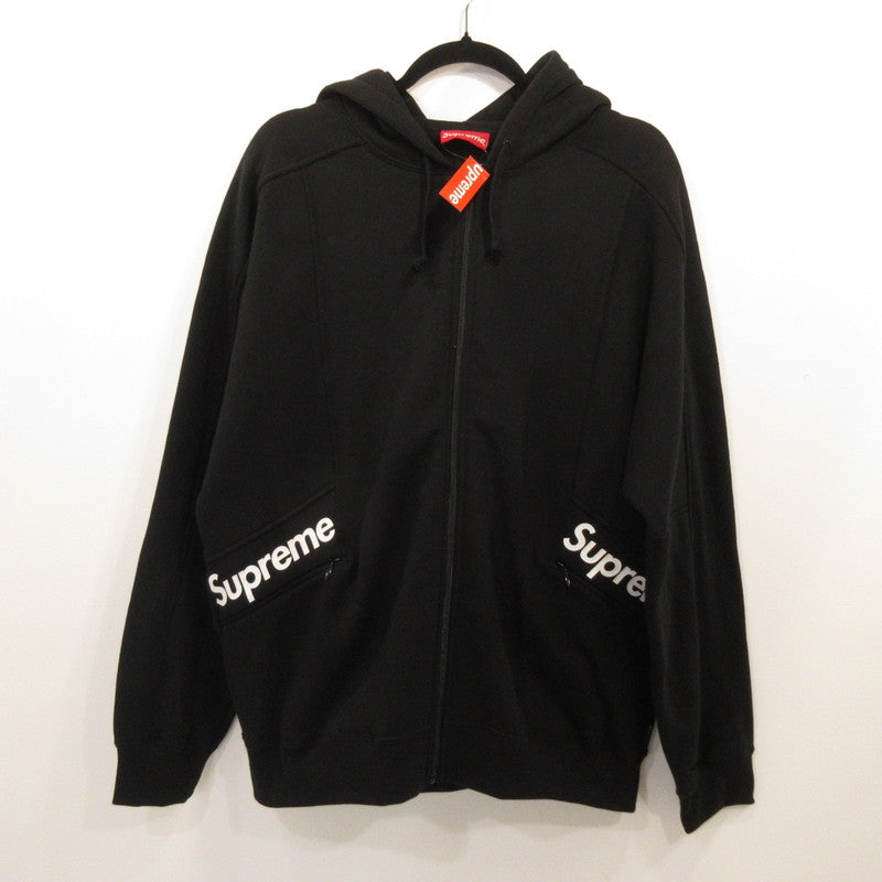 【中古】Supreme | シュプリーム Color Blocked Zip Up Hooded Sweatshirt パーカー ブラック サイズ：M