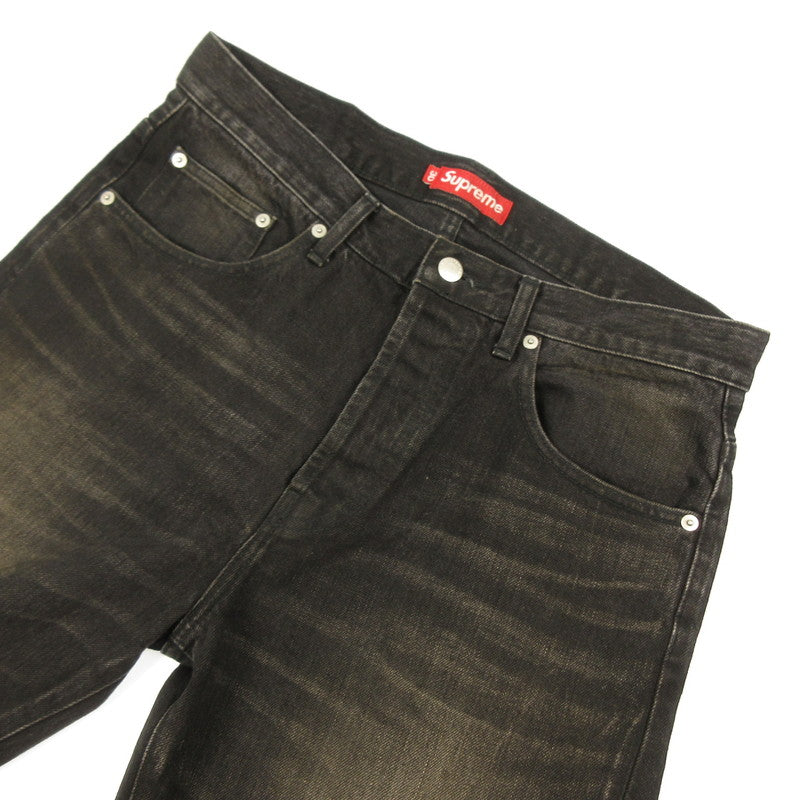 【中古】Supreme | シュプリーム Distressed Loose Fit Selvedge Jean デニムパンツ 2025S/S ブラック サイズ：30