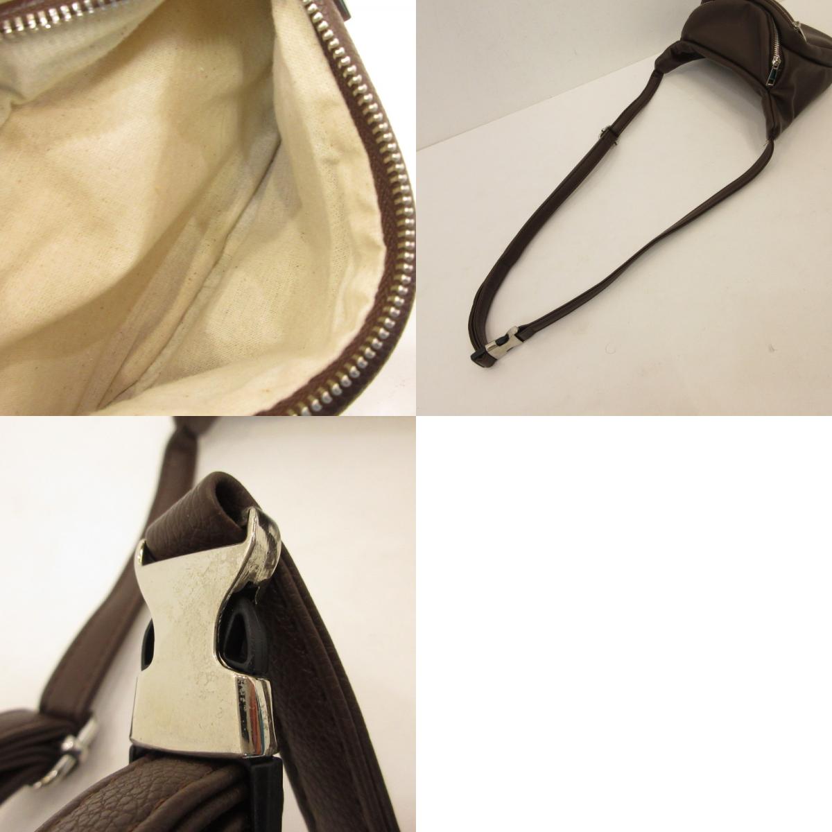 loose lamb leather body bag ボディバッグ ブラウン【姫路東店】