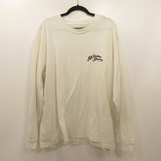 WACKOMARIA | ワコマリア WASHED HEAVY WEIGHT CREW NECK LONG SLEEVE T-SHIRT 長袖Ｔシャツ 56TS-WM-LT03 ×56 TATTOO STUDIO ホワイト サイズ：XL