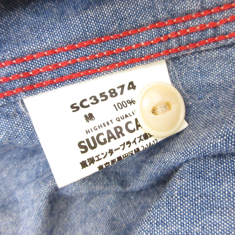 SUGAR CANE | シュガーケーン シャンブレーワークシャツ 半袖シャツ SC35874 ライトブルー サイズ：M