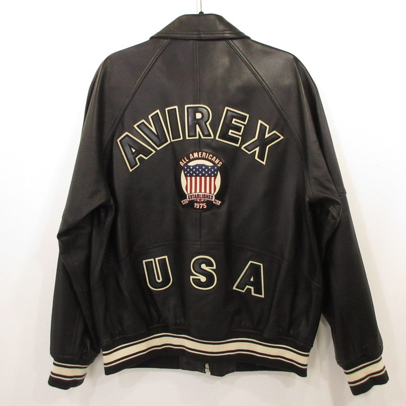 AVIREX | アヴィレックス VARSITY LIGHT SIGNATURE LEATHER JACKET レザー 783-4950016 ブラック サイズ：XL【姫路東店】