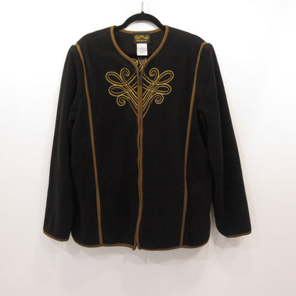 BOB MACKIE ボブマッキー OVERSIZED EMBROIDERY FLEECE JACKET 年式:90s その他トップス ブラック サイズ：L【姫路東店】