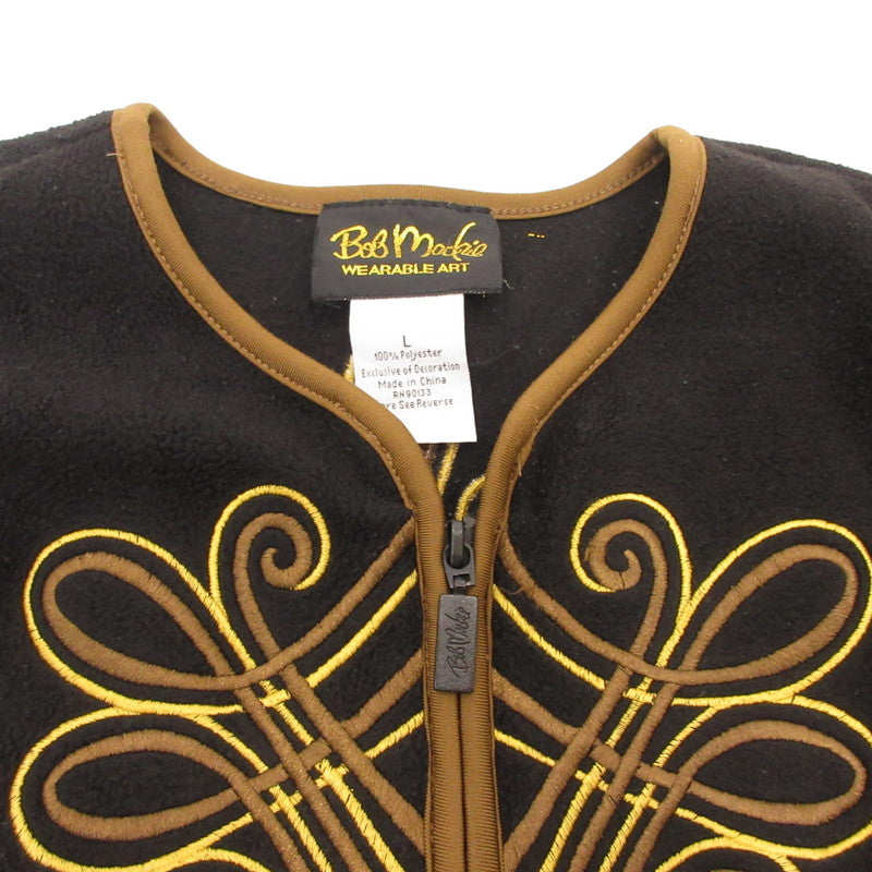 BOB MACKIE ボブマッキー OVERSIZED EMBROIDERY FLEECE JACKET 年式:90s その他トップス ブラック サイズ：L【姫路東店】
