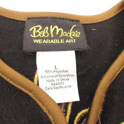 BOB MACKIE ボブマッキー OVERSIZED EMBROIDERY FLEECE JACKET 年式:90s その他トップス ブラック サイズ：L【姫路東店】