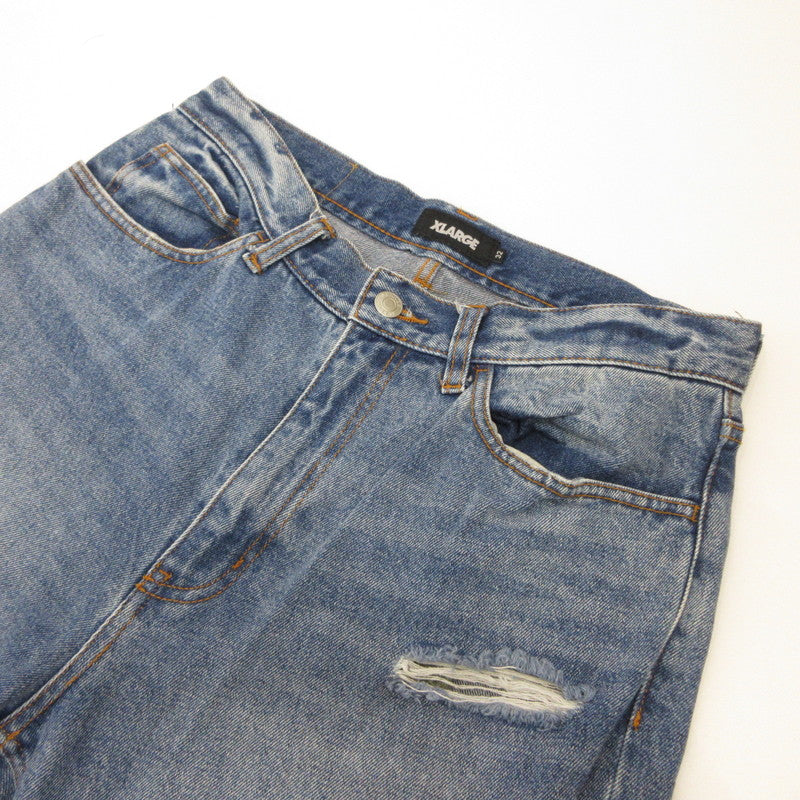 X-LARGE | エクストララージ CRASH DENIM PANTS デニムパンツ 101223031012 クラッシュ加工 ブルー
