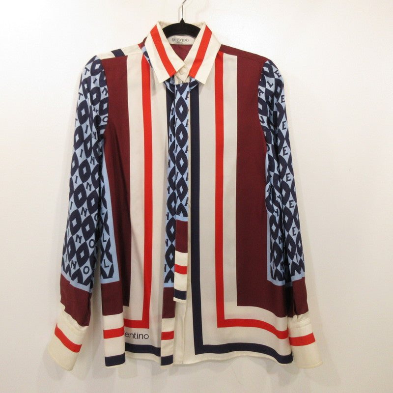 【中古】Valentino | ヴァレンチノ スカーフマルチパターンシルクシャツ 長袖シャツ WB3AB2N26JG サイズ：38