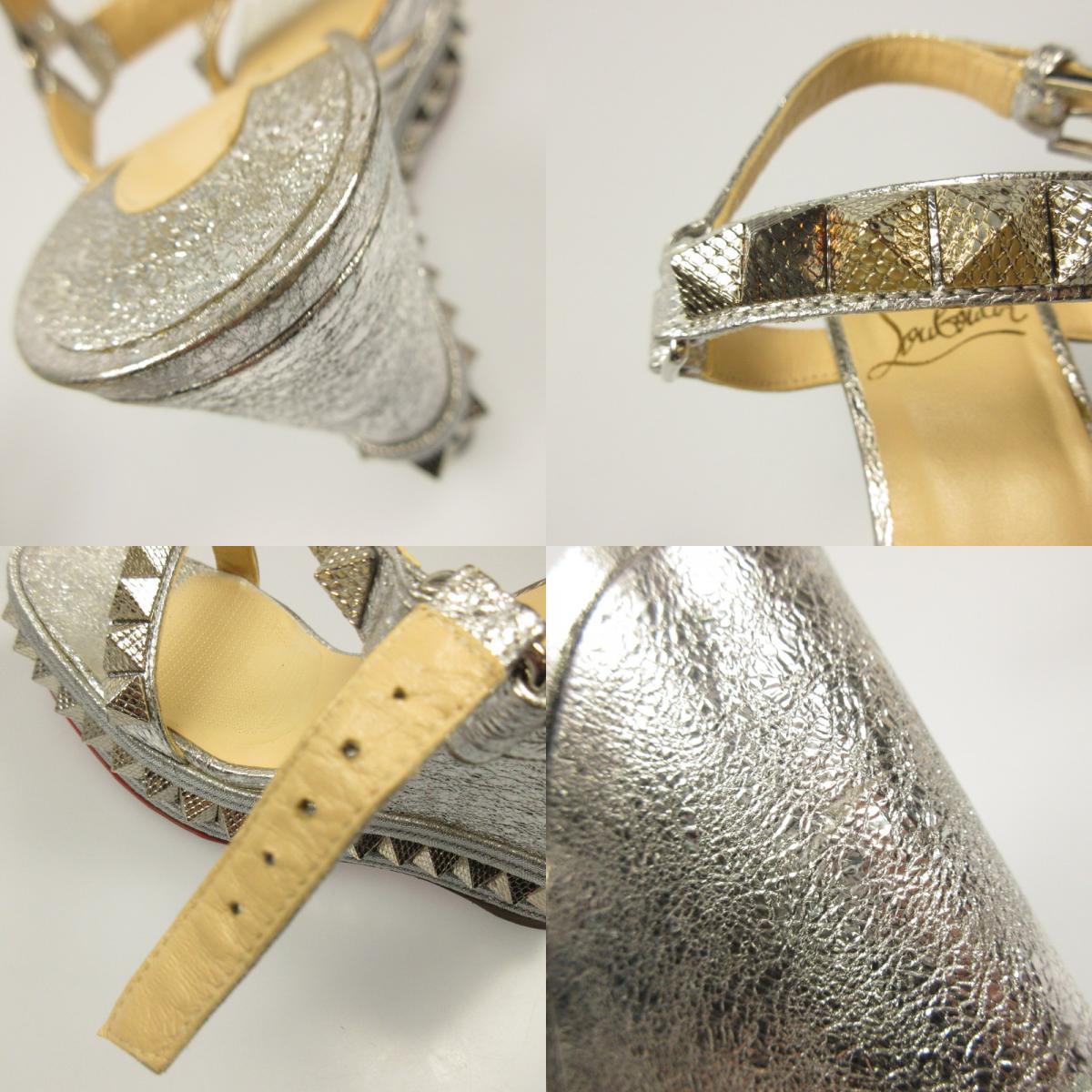 [Used] Christian Louboutin | Christian Louboutin Pyraclou Wedge Sandals Sandals Silver