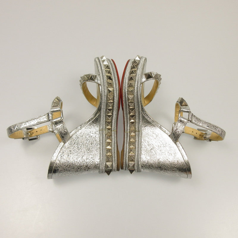 [Used] Christian Louboutin | Christian Louboutin Pyraclou Wedge Sandals Sandals Silver