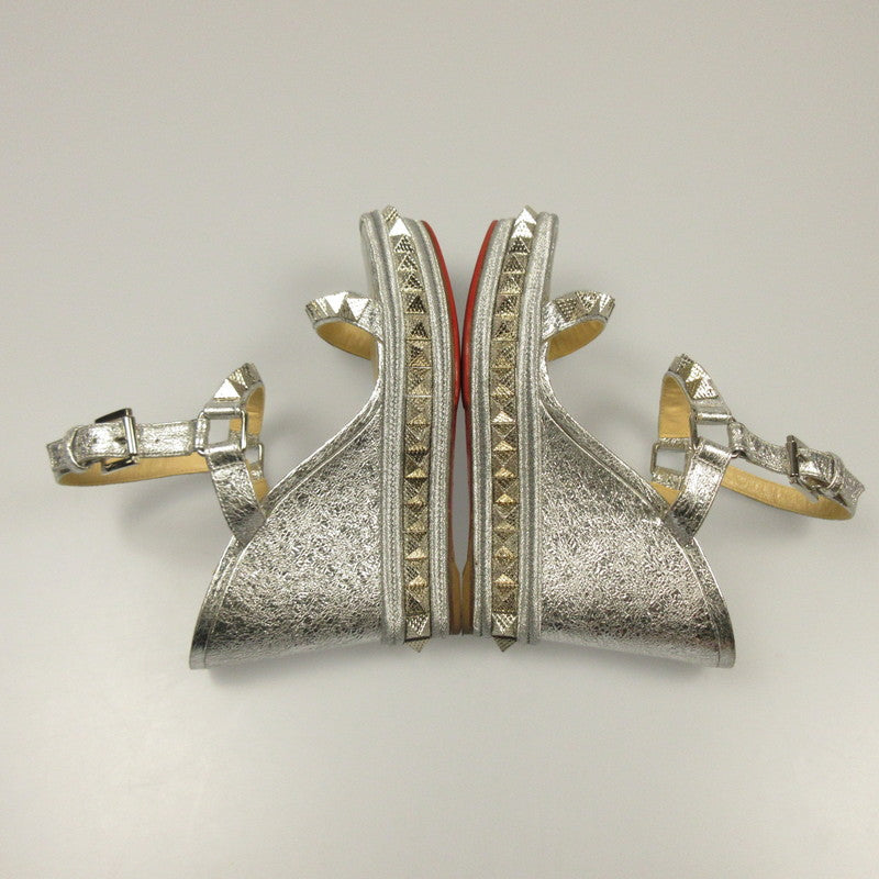 [Used] Christian Louboutin | Christian Louboutin Pyraclou Wedge Sandals Sandals Silver