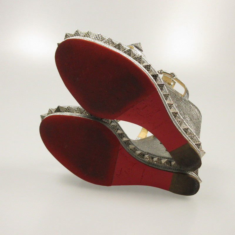 [Used] Christian Louboutin | Christian Louboutin Pyraclou Wedge Sandals Sandals Silver