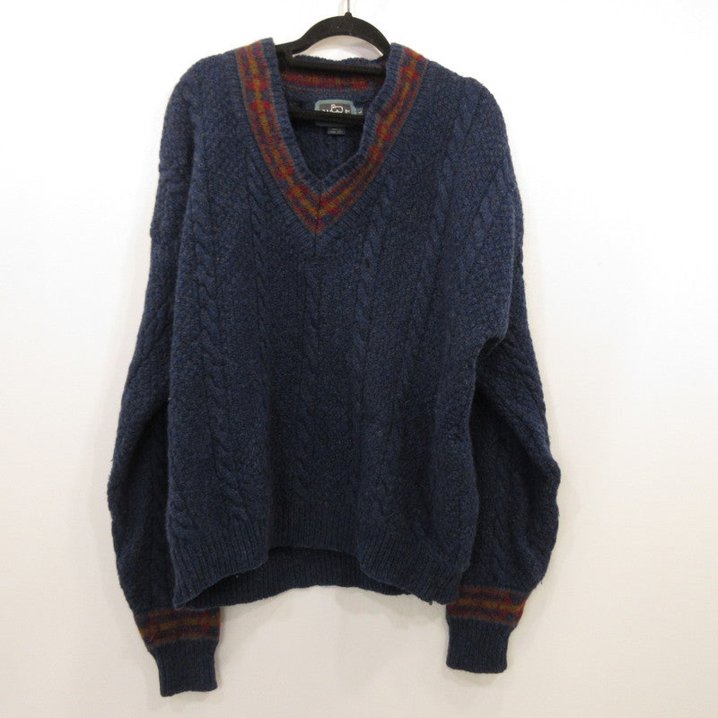 【中古】WOOLRICH | ウールリッチ ニット 年式:80s 香港製 ネイビー サイズ：L