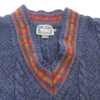 【中古】WOOLRICH | ウールリッチ ニット 年式:80s 香港製 ネイビー サイズ：L