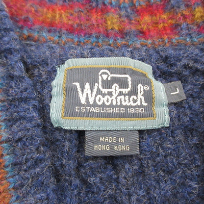 【中古】WOOLRICH | ウールリッチ ニット 年式:80s 香港製 ネイビー サイズ：L