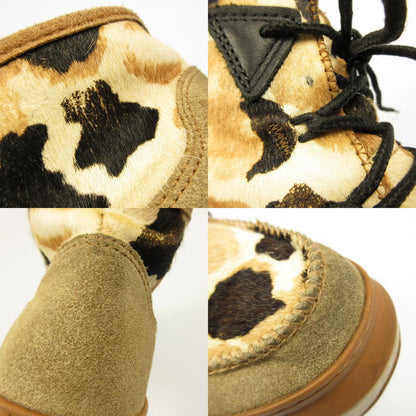 Used UGG Marin Bootie Cow Print Sneakers 1121811 Beige 24cm