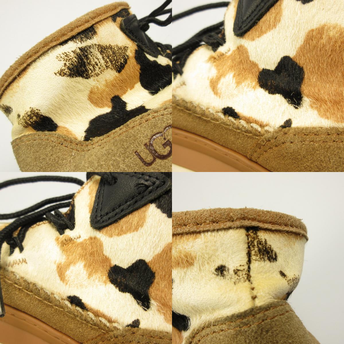 Used UGG Marin Bootie Cow Print Sneakers 1121811 Beige 24cm