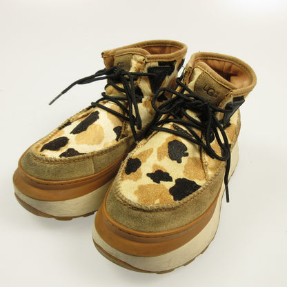 Used UGG Marin Bootie Cow Print Sneakers 1121811 Beige 24cm
