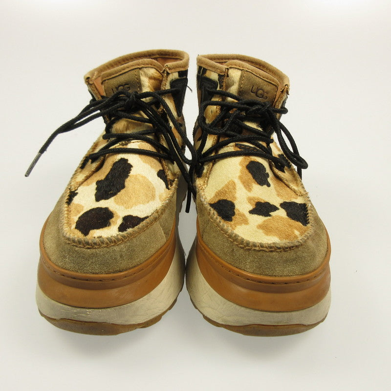 Used UGG Marin Bootie Cow Print Sneakers 1121811 Beige 24cm