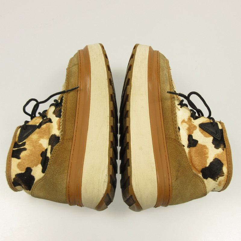 Used UGG Marin Bootie Cow Print Sneakers 1121811 Beige 24cm