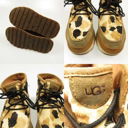 Used UGG Marin Bootie Cow Print Sneakers 1121811 Beige 24cm