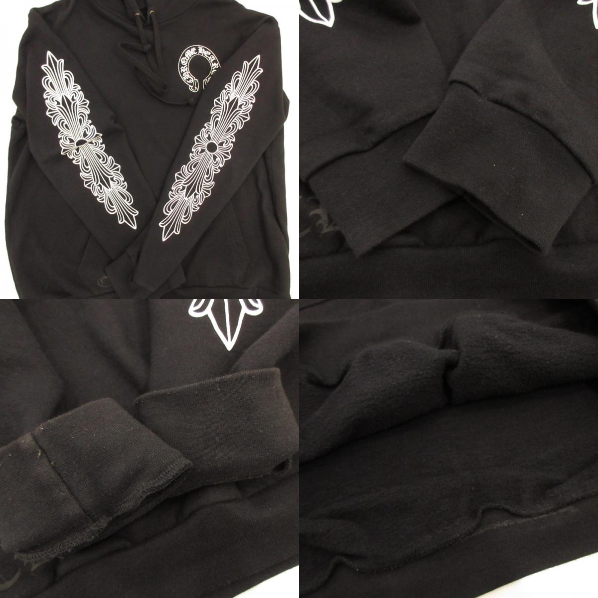 Used CHROME HEARTS | Horse Shoe Floral Pullover Hoodie, domestic genuine product, black, size: L