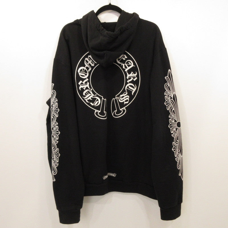 Used CHROME HEARTS | Horse Shoe Floral Pullover Hoodie, domestic genuine product, black, size: L