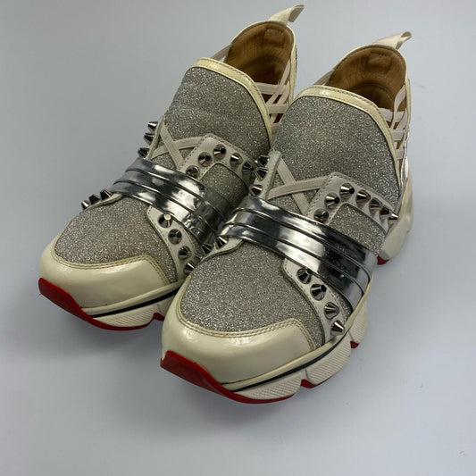 【中古】Christian Louboutin | クリスチャンルブタン 123 Run スニーカー サイズ:36 シルバー