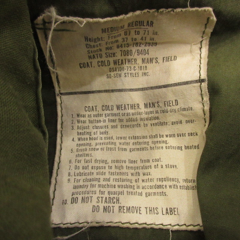 US ARMY USMC M-65 FIELD JACKET その他アウター 8415-782-2939 70S カーキ サイズ：M【姫路東店】