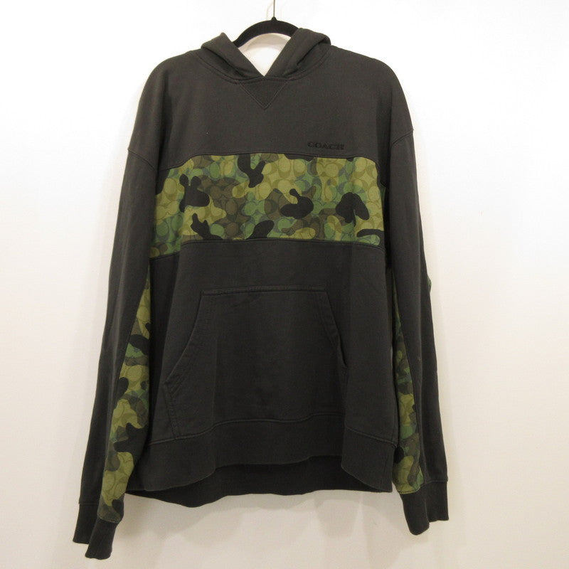 【中古】COACH | コーチ カモ フーディー パーカー CL332 ブラック サイズ：L